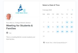 screenshot of calendly appointment page